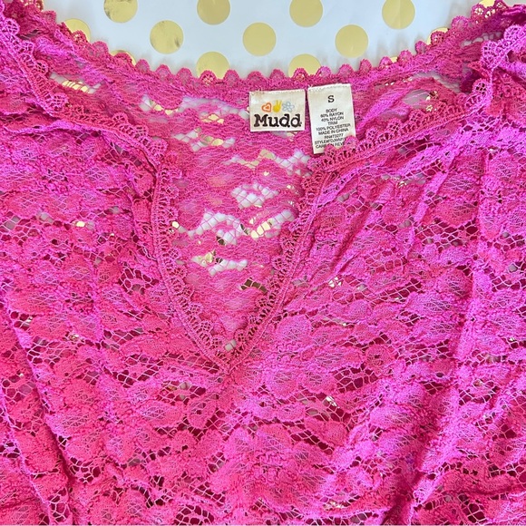 Mudd Pink Lace Dolman Sleeve Peplum Blouse - Picture 2 of 2